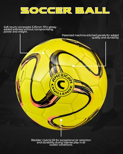 Brasilia Soccer Ball – Professional Training Soccer Ball for Grass Fields – Durable TPU Machine Stitched Soccer Balls – Sizes 2, 3, 4 & 5 – Outdoor Practice & Match Play