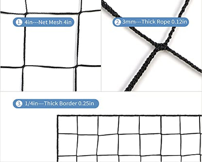 Soccer Netting High Impact Sports Practice Barrier Net, Nylon Hitting Netting for Soccer, Hockey, Basketball, Football - size: 15X30FT