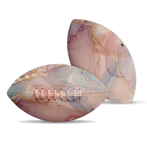 American Football, Official Size 11.9 x 7.3 Inch, Premium Composite Leather High-Grip Ball with Pro-Style Lacing, Unique Prints for Training, Games & Gifts - color: Pink Marble