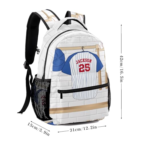Sport Jersey Baseball Number Blue Personalized School Backpack for Teen Kid-Boy/Girl Primary Daypack Travel Bookbag - color: Option 30
