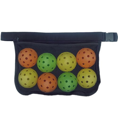 Adjustable Pickleball & Tennis Ball Holder Waist Pouch - Mesh Hip Bag Carrier for Men, Women, Teens - Holds 8-10 Balls, Versatile Accessories & Gifts