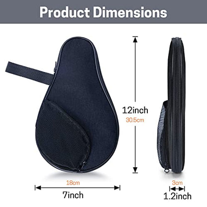 VISEMAN Table Tennis Racket Cover, Ping Pong Paddle Case, Portable Waterproof Table Tennis Bat Bag to Hold 2 Paddles 5 Balls - color: Black