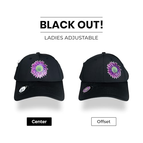 Ladies Adjustable Hats - Tee Holder with Tees & Bill Magnet with Ball Marker - 100% Custom Made - color: Black Out, style: Offset