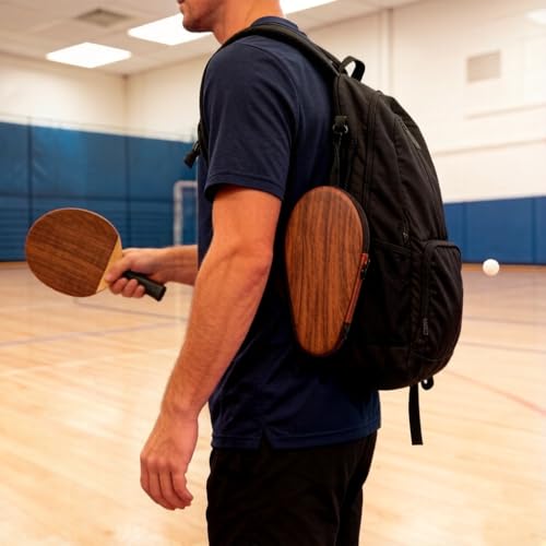 Colorful Table Tennis Racket Cover Ping Pong Paddle Bag Table Tennis Racket Case - color: Brown for 2 rackets