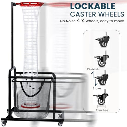 Volleyball Setter Training Equipment – Adjustable Height & Angle, Precision Target Cloth for Accurate Setting, Portable with Wheels, Ball Storage Net Bag Skill Levels