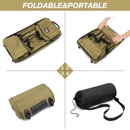 170L Extra Large Baseball Bag with Wheels Gym Duffle Softball Catchers Coach Team Equipment Bags Collapsible Rolling Travel Duffel Bat Gear Bag for Hockey Basketball Football Volleyball Soccer - color: Brown