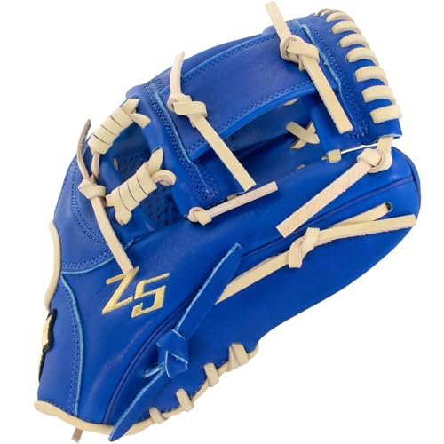 SSK Z5 Craftsman Youth Baseball Glove – 10.5” – 11” – 11.25” – 11.5” Right & Left Hand Throw - color: Royal/Camel - I Web, size: 11.5" - Left Hand Throw