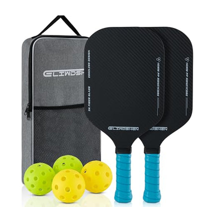 Pickleball paddles set of 2 | Rackets are made to USAPA standards | 3k fibreglass textured surface| rimless design | 16 mm polypropylene honeycomb core | Racket Set for Men, Women, Children.