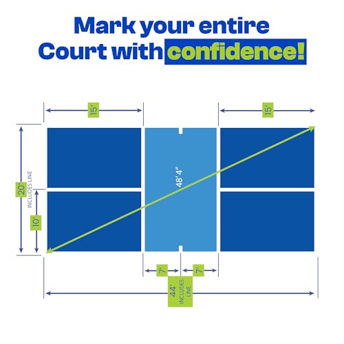 Pickleball Court Marking Kit – Pre-Measured, Pre-Cut, Ready-to-Apply Pickleball Court Tape for Indoor & Outdoor, Waterproof, Easy Setup, No Residue, Portable, Line Kit, Floor Markers