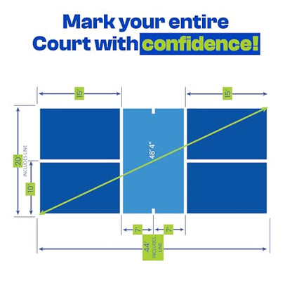 Pickleball Court Marking Kit – Pre-Measured, Pre-Cut, Ready-to-Apply Pickleball Court Tape for Indoor & Outdoor, Waterproof, Easy Setup, No Residue, Portable, Line Kit, Floor Markers
