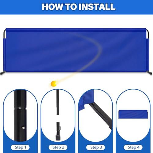 2 Pcs 92" x 27.5" Table Tennis Baffle Barrier Table Tennis Field Fence 420d Oxford Cloth Court Surround Barrier Block for Quicker and Easier Pick Up - color: Blue