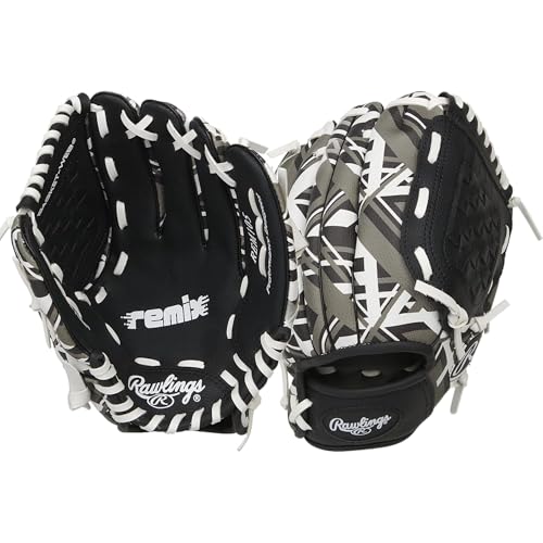 Rawlings | Remix T-Ball & Youth Baseball/Softball Glove | Sizes 9" - 10.5" - color: Black, size: 9" | Ages 3-6