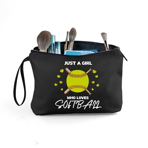 Softball Accessories for Girls Small Treat Makeup Bag Gifts From Sister Softball Birthday Sister Gifts for Girls Women Her Bff Bestie Best Friend Sister - color: softball 1H