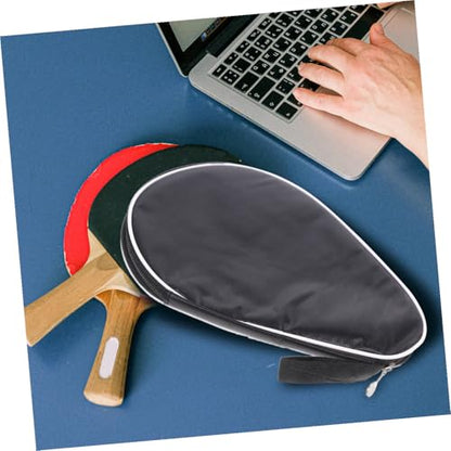 Oxford Cloth Table Tennis Racket Storage Bag with Fixed Ball Holder Protective Organizer for Paddle Gourd Shape Design with Smooth Zipper Portable Sports Carry Case in Black