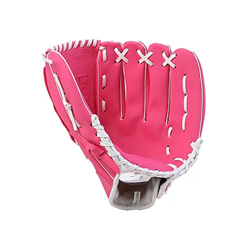 Baseball Gloves, Softball Gloves, Catcher Gloves,Suitable for Youth/Adult and Beginner Outdoor Sports Training[Right Hand Throw] - color: rose red, size: 12.5