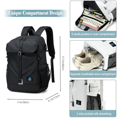 Basketball Backpack with Ball and Shoes Compartment Large Basketball Bag Backpack for Men Women Fit Volleyball, Soccer, Football, Sports Training Equipment Bags, Black - color: Black