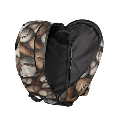 ALAZA Baseball Bats Balls Large Backpack,Unisex Girls Kids College Bookbags Daypack Bag,Water Resistant Laptop Tablet Children Backpack Travel College Bag