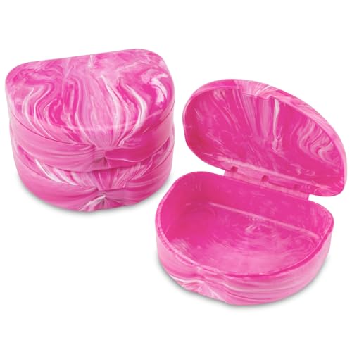 Practicon Marble Retainer Cases, Orthodontic Aligner Case, Mouth Guard Holder (3 Pack) (Pink) - color: Pink