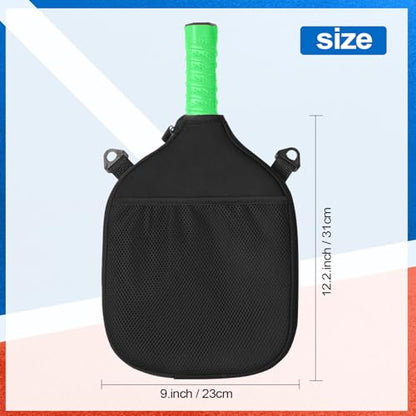 Water Resistant Pickleball Paddle Cover & Protective Carry Case w/Pockets, Adjustable Crossbody Strap, Ball Holder & Fence Hook - Fits Standard & Extended Paddles - Gifts for Men Women