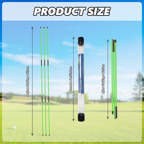 flintronic Golf Alignment Stick, Golf Practice Training Aid, Collapsible Golf Practice Rods for Aiming, Putting, Full Swing, Posture Corrector, with Clear Tube Case