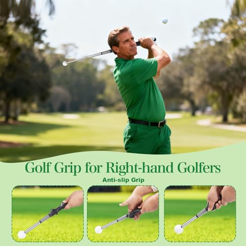 Golf Grip Swing Training Aid, Retractable Golf Swing Training Aid for Right Handed Golfers,Golf Grip Trainer Attachment for Indoor Practice, Golf Accessories