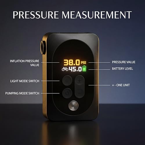 Mini Electric Bike Pump, 120g Ultra-Light 150 PSI Portable Bike Tire Inflator with Digital Gauge, USB-C Rechargeable Auto-Stop, Presta & Schrader for Road Mountain E-Bike