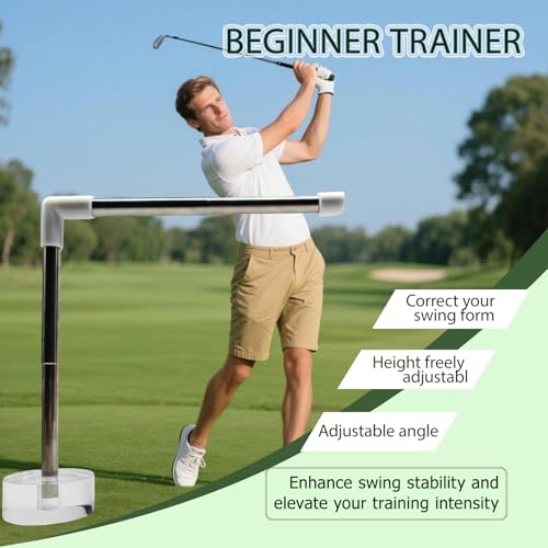 Retractable Golf Swing Trainer, Golf Swing Practice Auxiliary Exercise Device ,Suitable For Beginners,Indoor And Outdoor Adjustable Height, Swing Posture Training Aid for Distance and Accuracy,