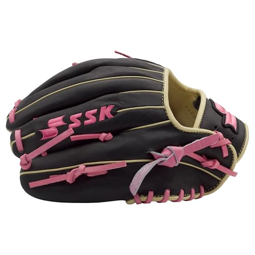 SSK Z5 Craftsman Infield Baseball Glove – 11.25” - 11.5” - 11.75” - 12” – Right & Left Hand Throw - color: Black/Camel/Pink, size: 11.5" - Right Hand Throw