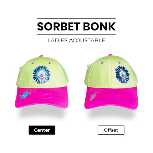 Ladies Adjustable Hats - Tee Holder with Tees & Bill Magnet with Ball Marker - 100% Custom Made - color: Sorbet Bonk, style: Offset