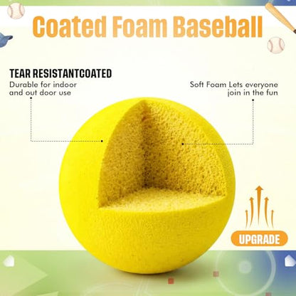 Wettarn 4 Pcs 16.5" Foam Baseball Bat with Balls Kids Soft Mini Foam Baseballs T Ball Bat Gift Set for Outdoor Indoor Sport Game Beginners Practice Playing Training (Red, Blue, Orange) - size: 16.5 Inch