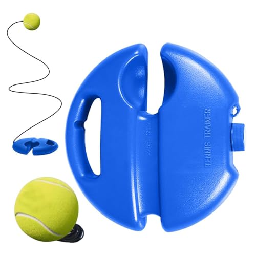 Tennis Trainer Rebound Ball Set with Base and Elastic String, Solo Practice Training Tool for Beginners Adults, Portable Self-Training Equipment for Indoor Outdoor Use - color: Blue