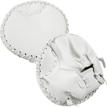 VioraWhite Pancake Baseball and Softball Training Glove - Flat & Soft Premium PVC Fielding Gear for Left-Hand Throw, Great Choice for Teens - color: White