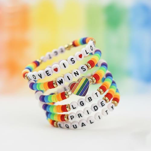 OHOME Pride Outfits for Women - 6 Pack Pride Bracelets | Pride Party Decorations Favors Supplies | Pride Outfit Accessories for Women - style: Pride day