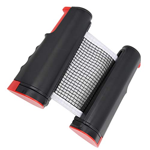 Easy to Install Plastic Material Table Tennis Net, Convenient Reelable Design Retractable Tennis Net, for Children Adult(Black red)