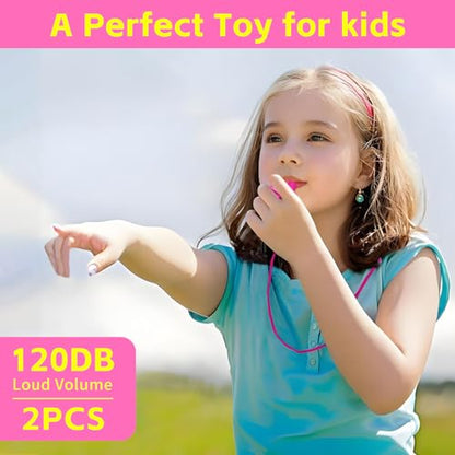 Pink Whistle, Plastic Whistle Emergency with Lanyard and Mouthpiece – Loud Crisp Sound for Coaches, Lifeguard, Teachers, Training, and Outdoor Safety (2 Pack)