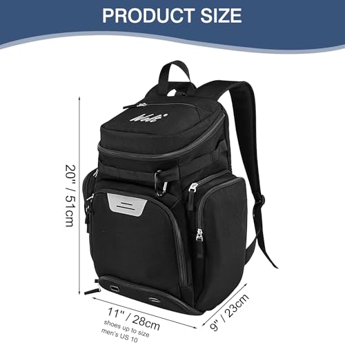 WOLT Basketball Bag Backpack with Separate Ball Compartment and Shoes Pocket, Gym Bags for Men, Large Sports Bag for Basketball, Soccer, Volleyball, Baseball - color: Black
