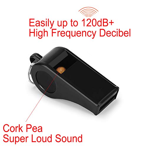 Fya Plastic Whistle with Lanyard, Loud Clear Black Whistles Bulk Great for Coaches, Referees, and Officials - color: 12PCS