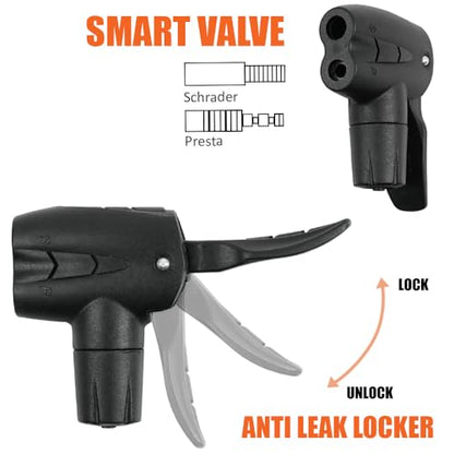 BV Schrader & Presta Pump Head - Universal Bike Pump Head Replacement with Leak-Free Seal - Dual Valve or Double-Sided Head - Durable Floor Pump Replacement Head - Tool-Free Installation - style: Dual Valve