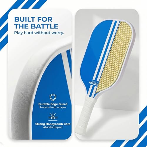 – Carbon Fiber Pickleball Paddles – USAPA Approved, Honeycomb Core, Cushioned Grip, Lightweight Design – Single Paddles & Paddle Sets - color: Blue Stripe - Single Paddle