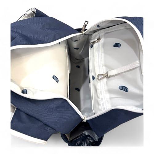 Teddi Pickleball Backpack Grn/wh- Large Capacity Pickleball Bags for Women - Durable 1000D Nylon, Multipurpose Paddle Case with Multiple Pockets, Stylish Paddle Bag - color: navy/white