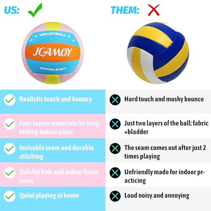 Soft Volleyball, Soft and Delicate to The Touch, Not Easy to Pill, Official Standard Size, Safe and Quiet, Perfect Choice for Family Training, Games and Gifts of All Ages - color: Double Pink