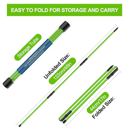 Golf Alignment Sticks 2 Pack,Golf Alignment Rods Upgraded 48" Collapsible Golf Practice Sticks Golf Training Aid for Aiming,Putting,Golf Training Sticks with Clear Tube Case - color: Green