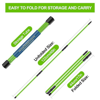 Golf Alignment Sticks 2 Pack,Golf Alignment Rods Upgraded 48" Collapsible Golf Practice Sticks Golf Training Aid for Aiming,Putting,Golf Training Sticks with Clear Tube Case - color: Green