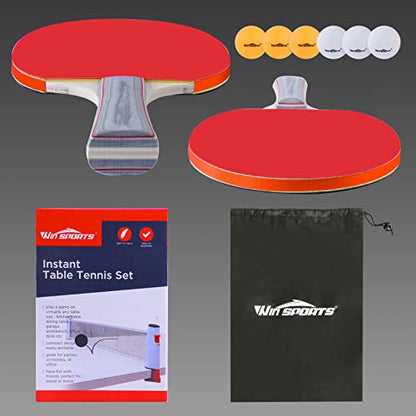 WIn SPORTS Ping Pong Paddle Set, Professional Table Tennis Racket Set with 6 Ping Pong Balls, Ping Pong Paddles 4 Player Set, Ping Pong Set Starter Kit