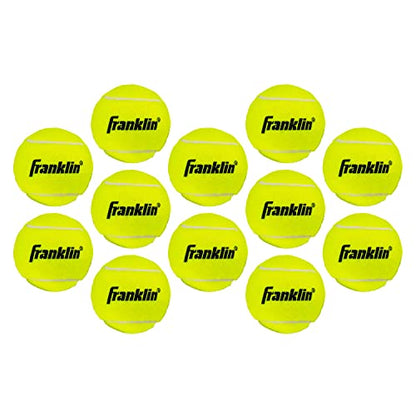 Franklin Sports Pressureless Tennis Balls - Official Size, Low Pressure - Great for Training + Practice - Low Bounce - All Court Surface - Carry Bag Included - style: 12 Balls
