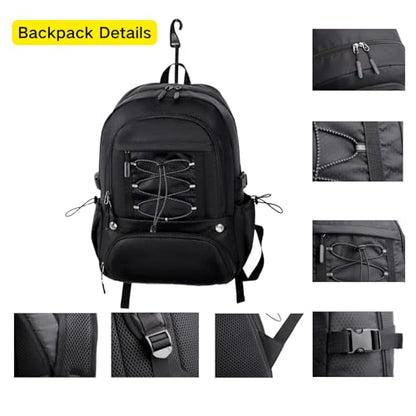 Basketball Bag Backpack with Separate Shoes Compartment & Ball Holder, Large Multi Functional Sports Bag Basketball Accessories fit Soccer Tennis Gym Black