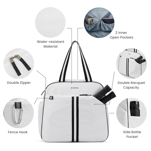 G4Free Pickleball Bag, Pickleball Bag Tote for Women and Men - color: White