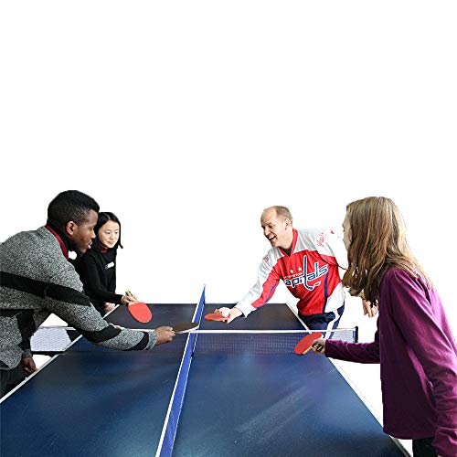 Table Tennis Net and Post Set, 120" Four Way Ping Pong Kit, QuadPong - Family Game, Portable and Easy Set Up, Indoor Outdoor Home Use - Polyester