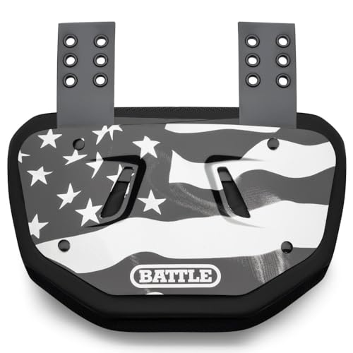 Battle Sports USA Football Back Plate – Hard Shell Lower Back Protector with Contoured Foam for High-Impact Protection for Youth, Kids and Adults - color: American Flag Silver/Black, size: Youth