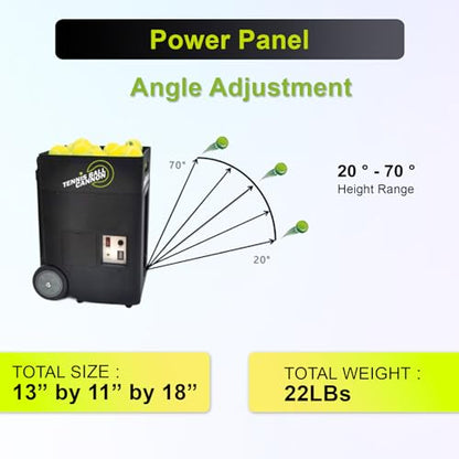 Portable Tennis Ball Machine 22 lbs for Beginners, Dual Motor for Top Spin & Backspin, 50+ Ball Capacity, Max 45 MPH Speed, 4+ Hour Rechargeable Battery, App and Remote Controlled